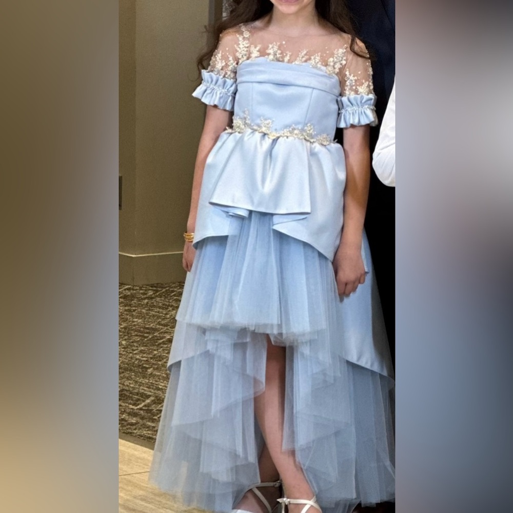 Girls blue high low dress